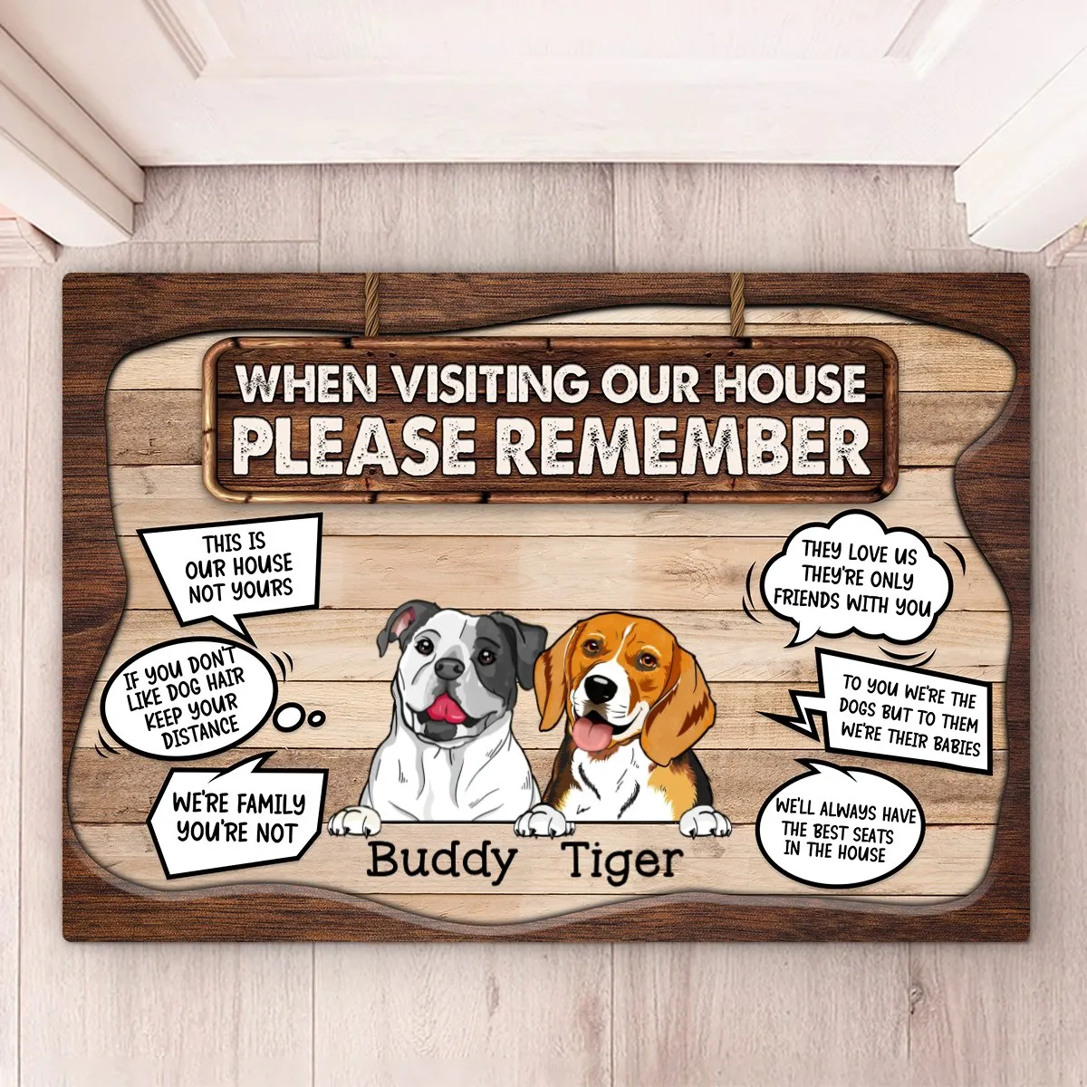 Dog Lovers - When Visiting Our House Please Remember - Personalized Doormat