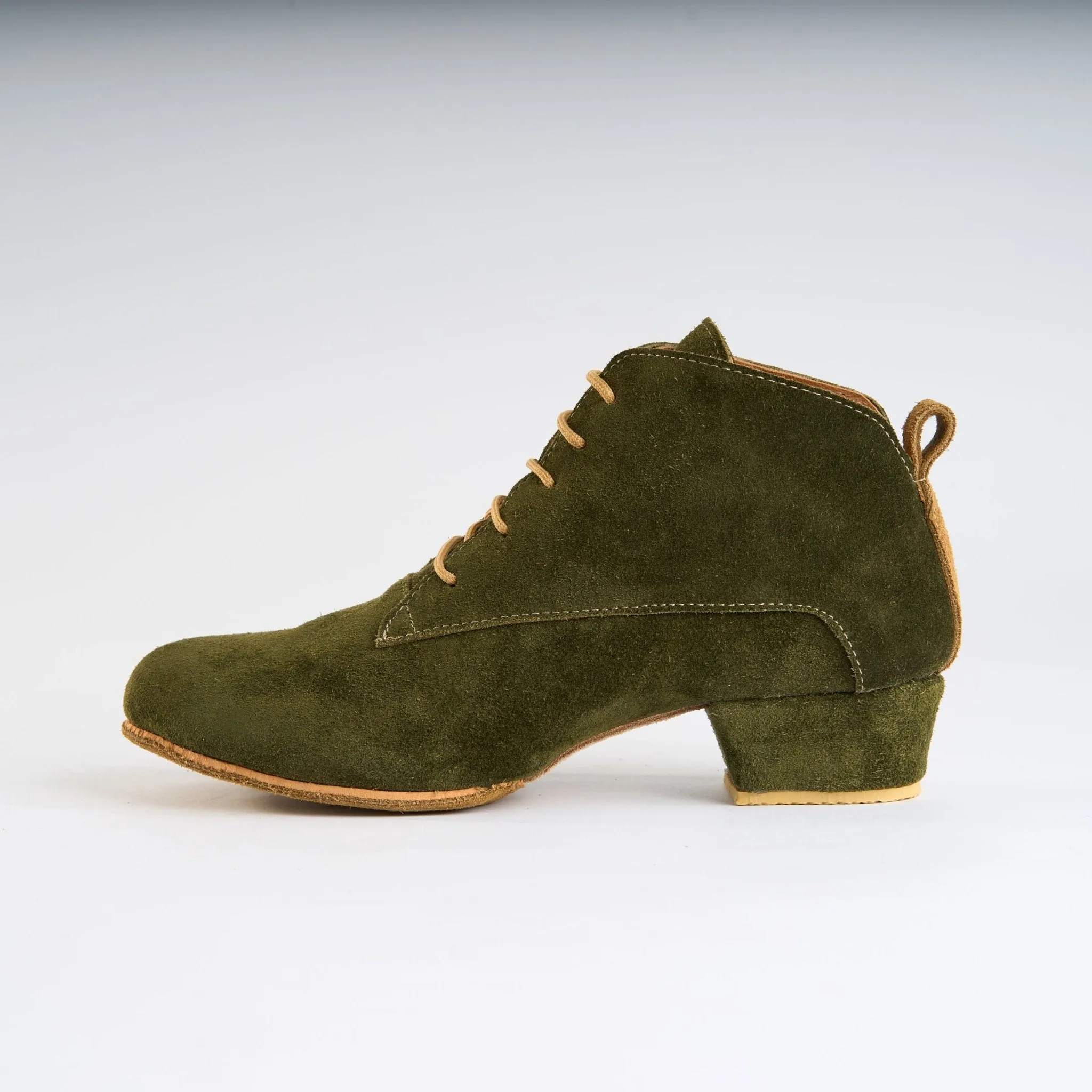 Earthbound Olive Leather - Handmade Tango Trainers - Tita 9632