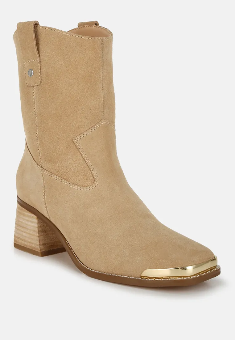 Emberly Suede Square Toe Ankle Boots