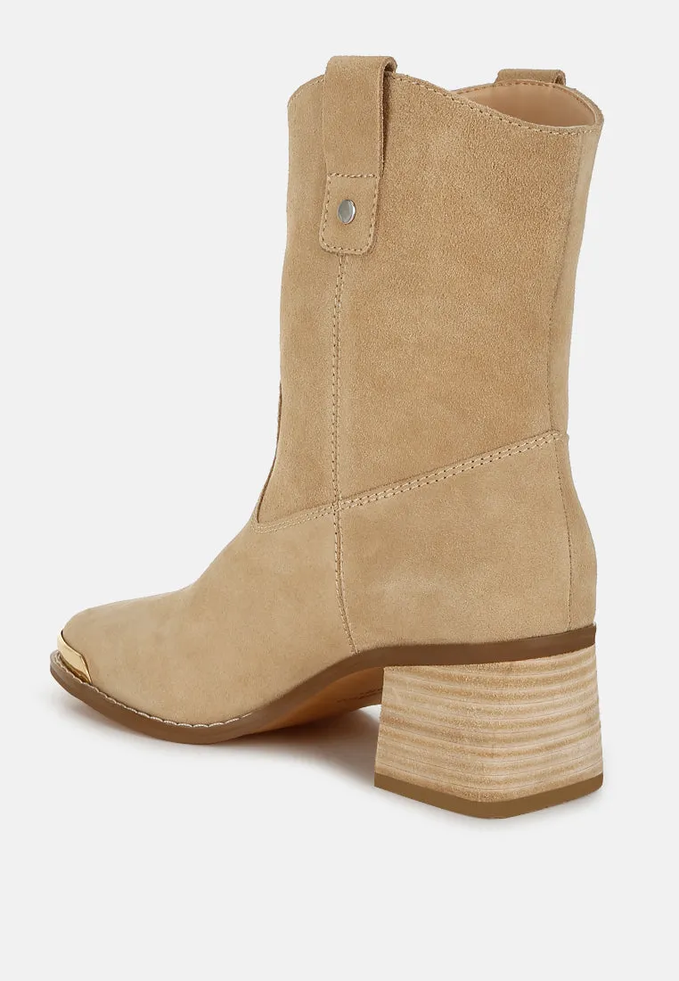 Emberly Suede Square Toe Ankle Boots