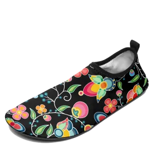 Floral Bounty Black Kid's Sockamoccs Slip On Shoes