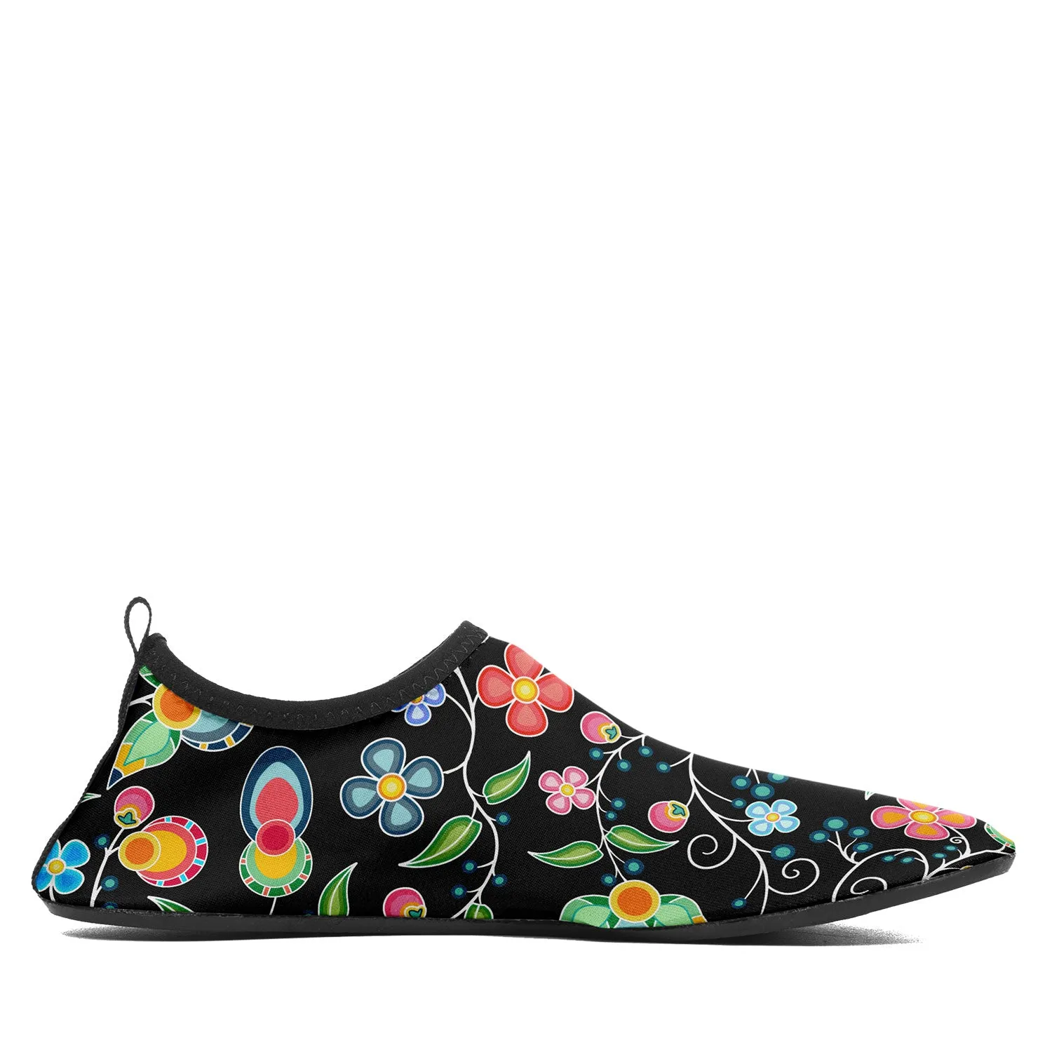 Floral Bounty Black Kid's Sockamoccs Slip On Shoes