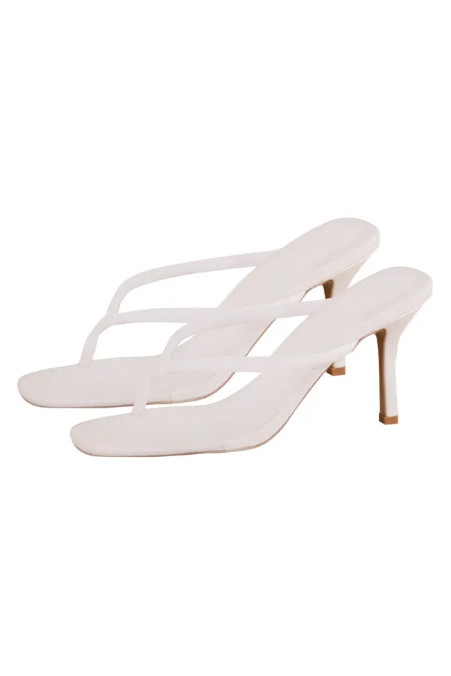 Frances Off White Thong Skinny Strap Heels FINAL SALE