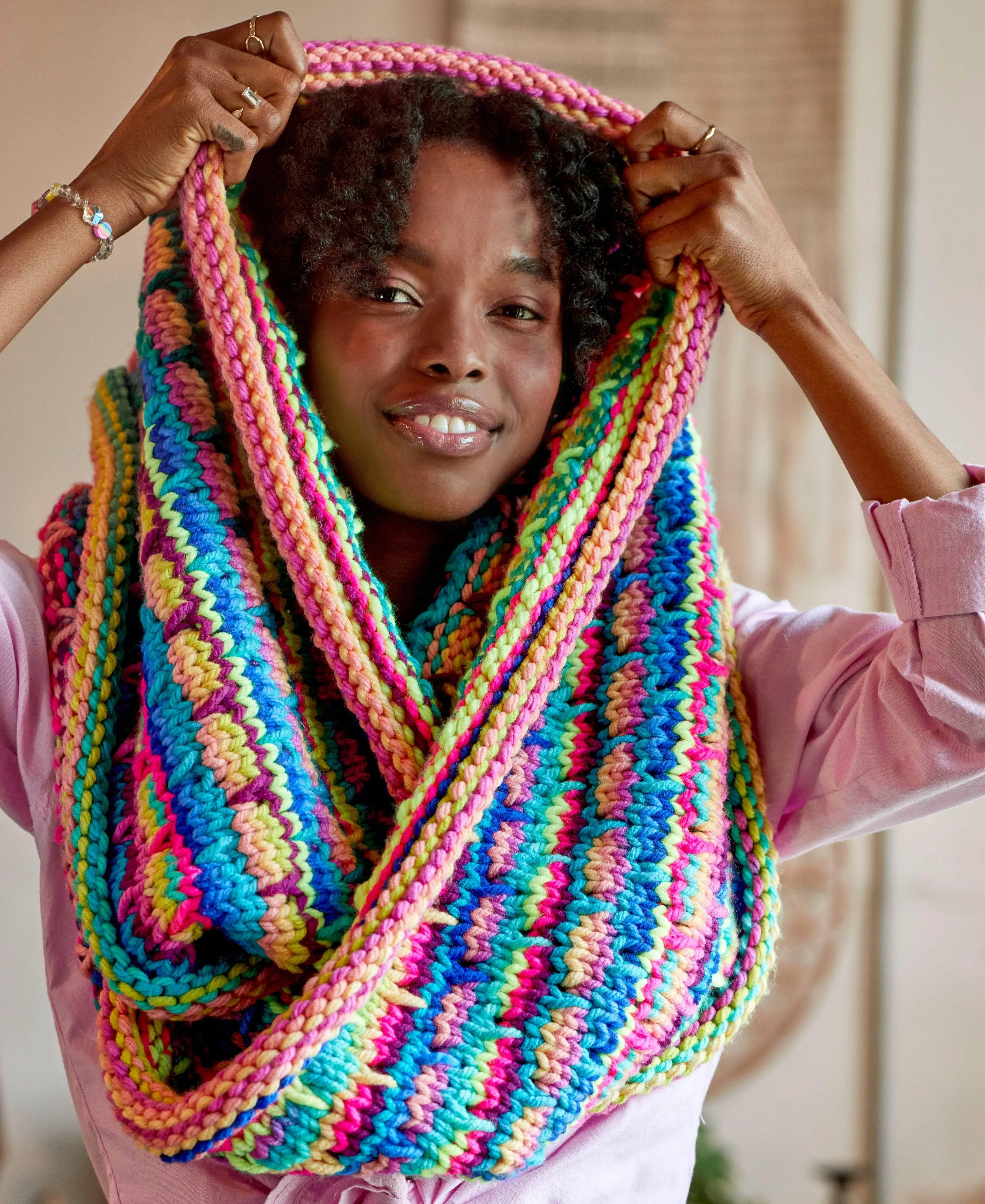 Fuchsia Stripes Cowl