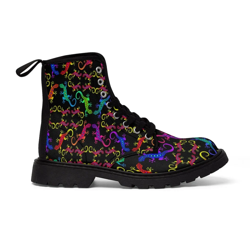 Geckos Puzzle Women's Canvas Boots