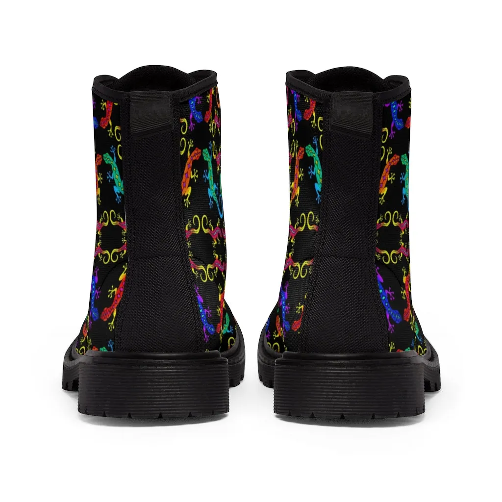 Geckos Puzzle Women's Canvas Boots