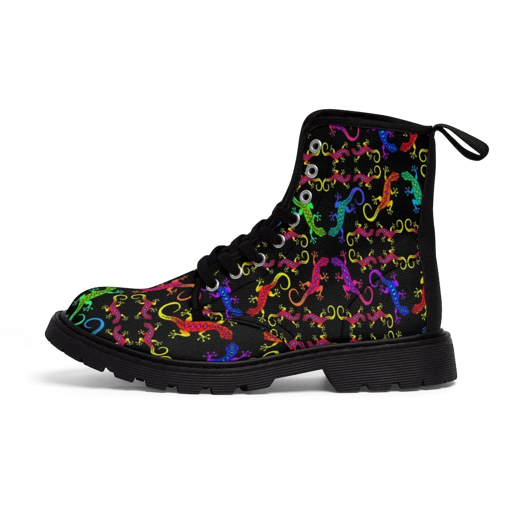 Geckos Puzzle Women's Canvas Boots