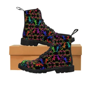 Geckos Puzzle Women's Canvas Boots