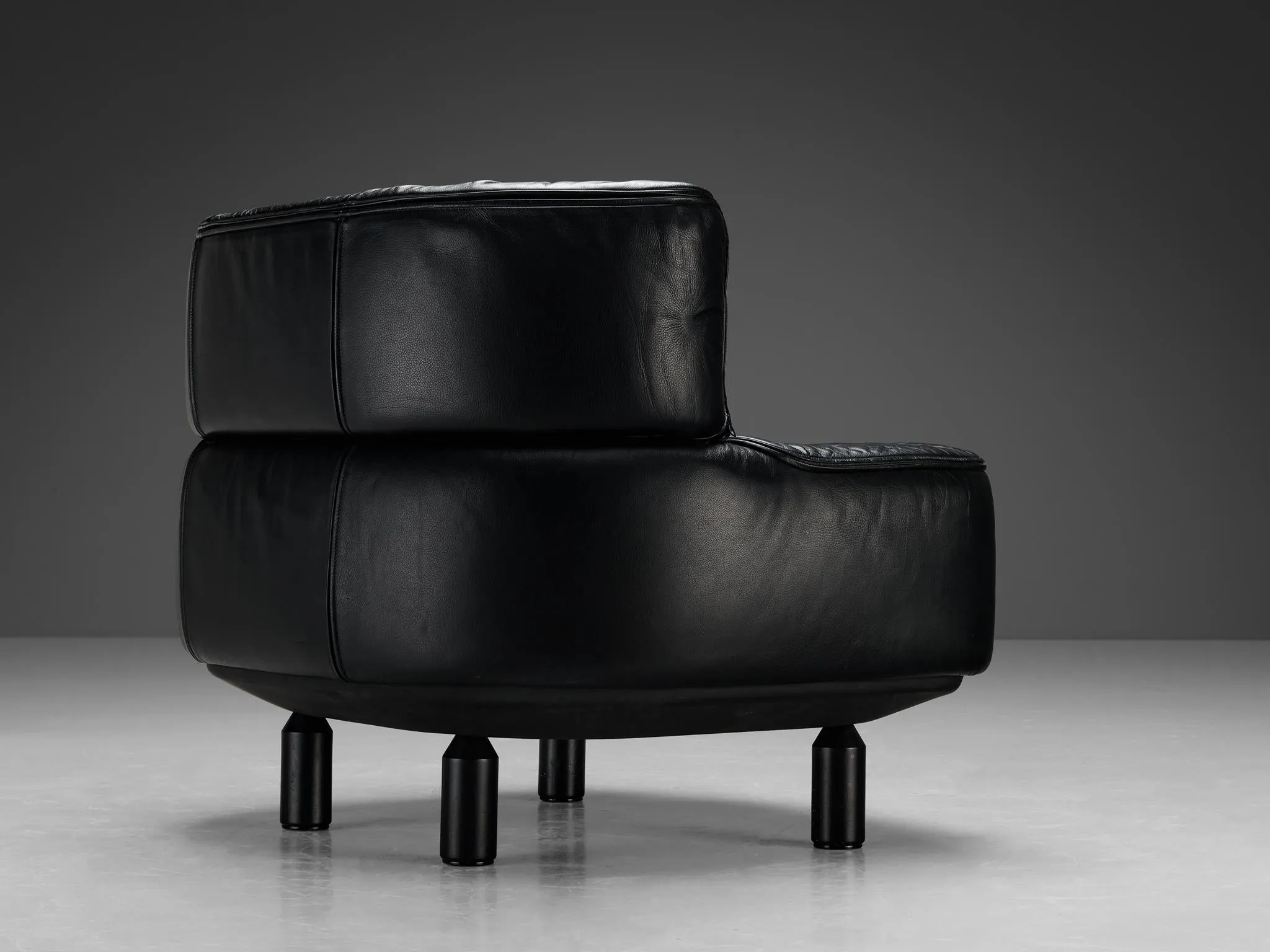 Gianfranco Frattini for Cassina 'Bull' Lounge Chair in Black Leather