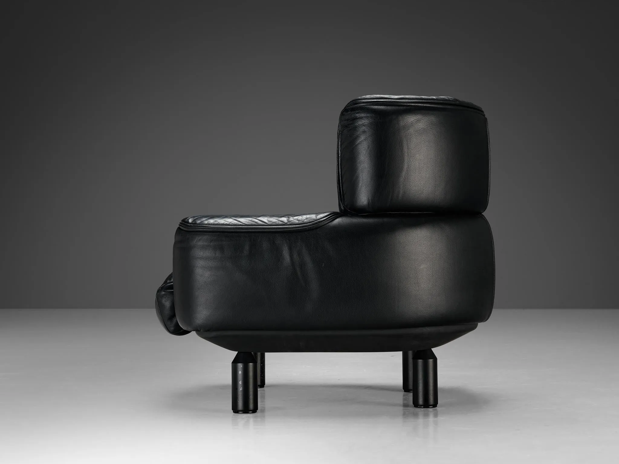 Gianfranco Frattini for Cassina 'Bull' Lounge Chair in Black Leather