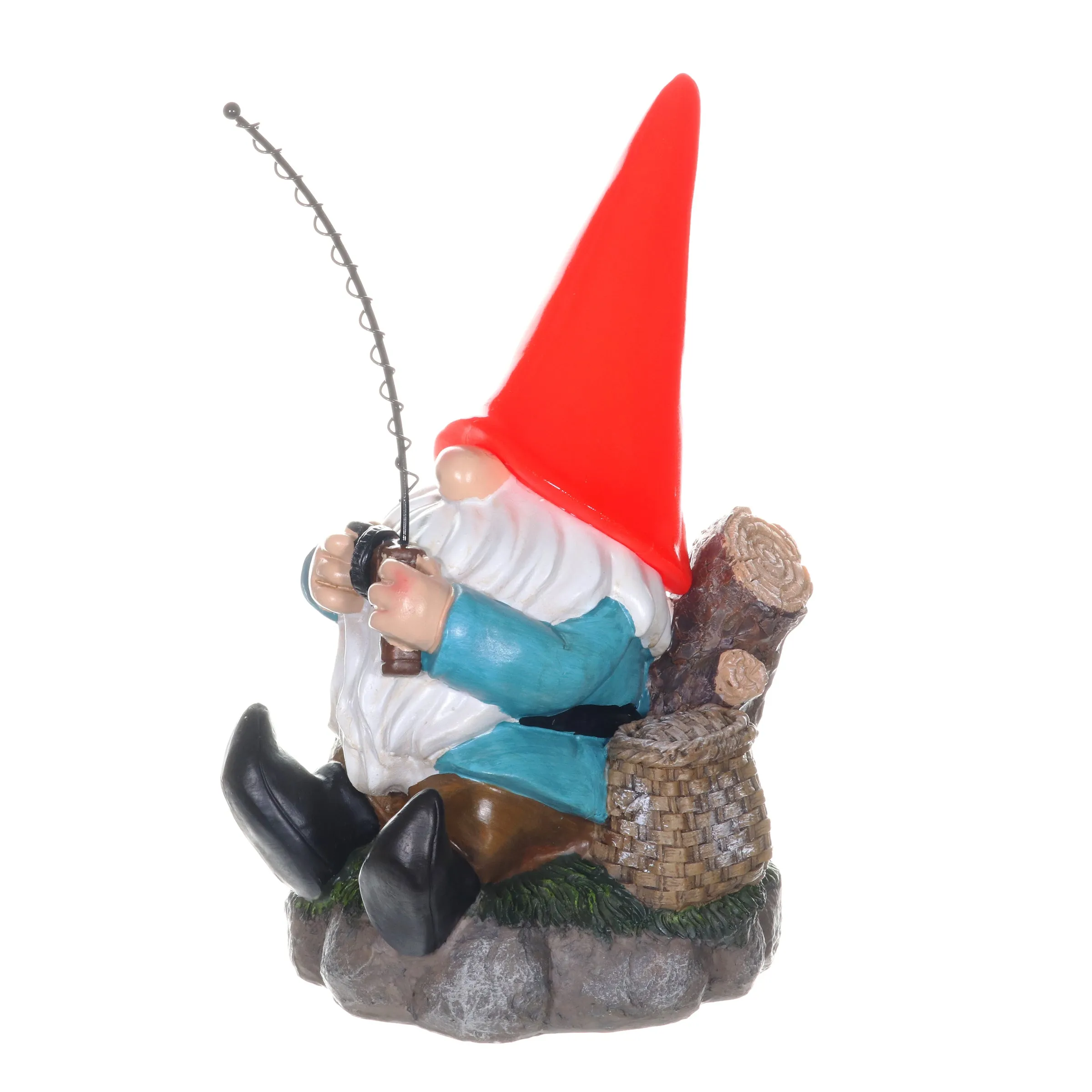 Good Time Solar Fishing Freddy Red Hat Gnome Statue, 12 Inch