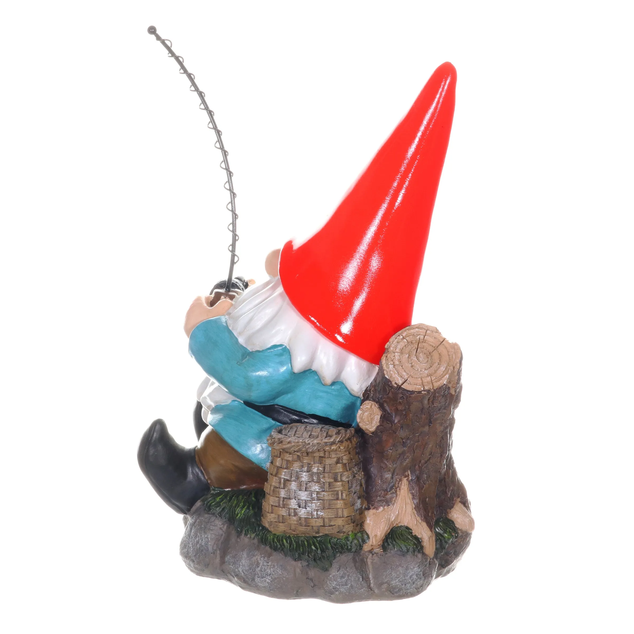 Good Time Solar Fishing Freddy Red Hat Gnome Statue, 12 Inch