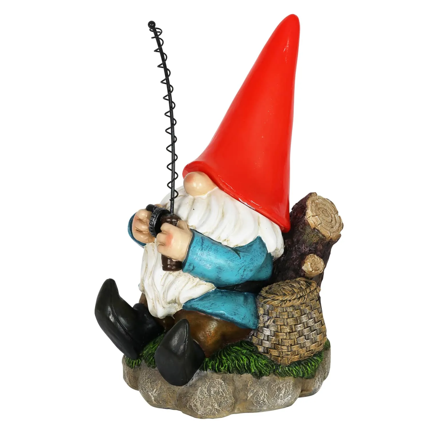 Good Time Solar Fishing Freddy Red Hat Gnome Statue, 12 Inch