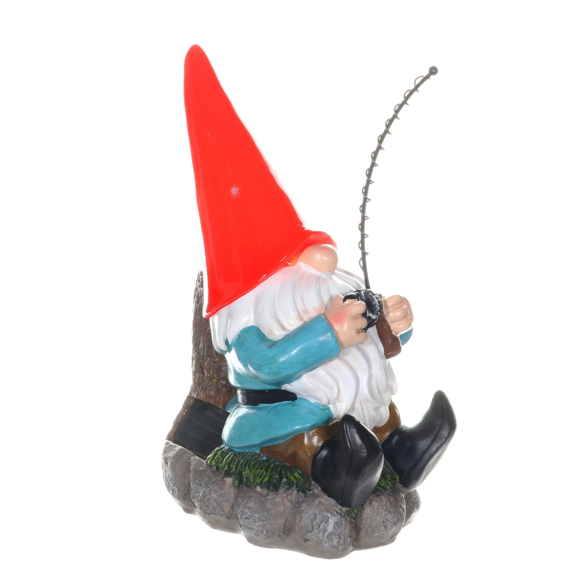 Good Time Solar Fishing Freddy Red Hat Gnome Statue, 12 Inch