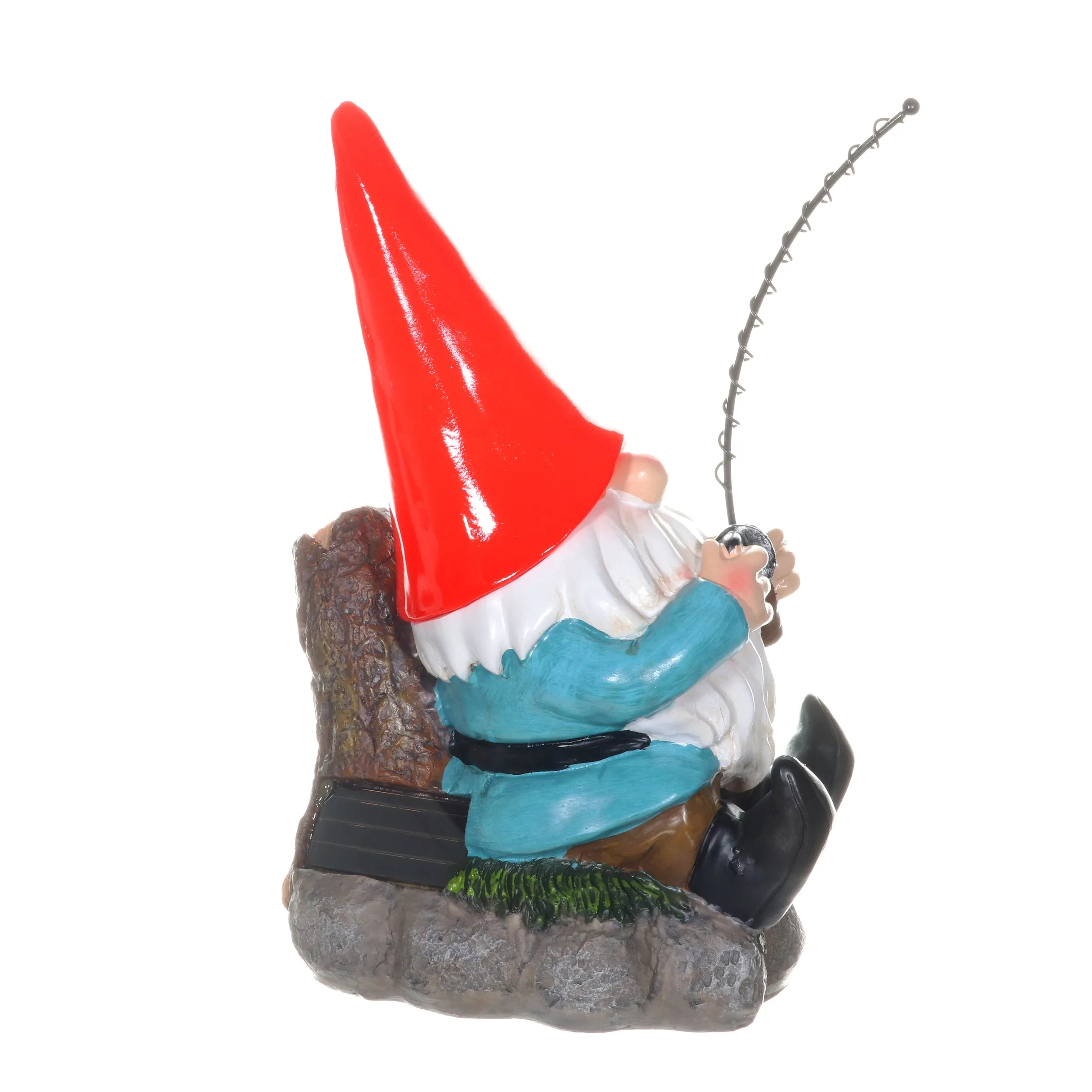 Good Time Solar Fishing Freddy Red Hat Gnome Statue, 12 Inch