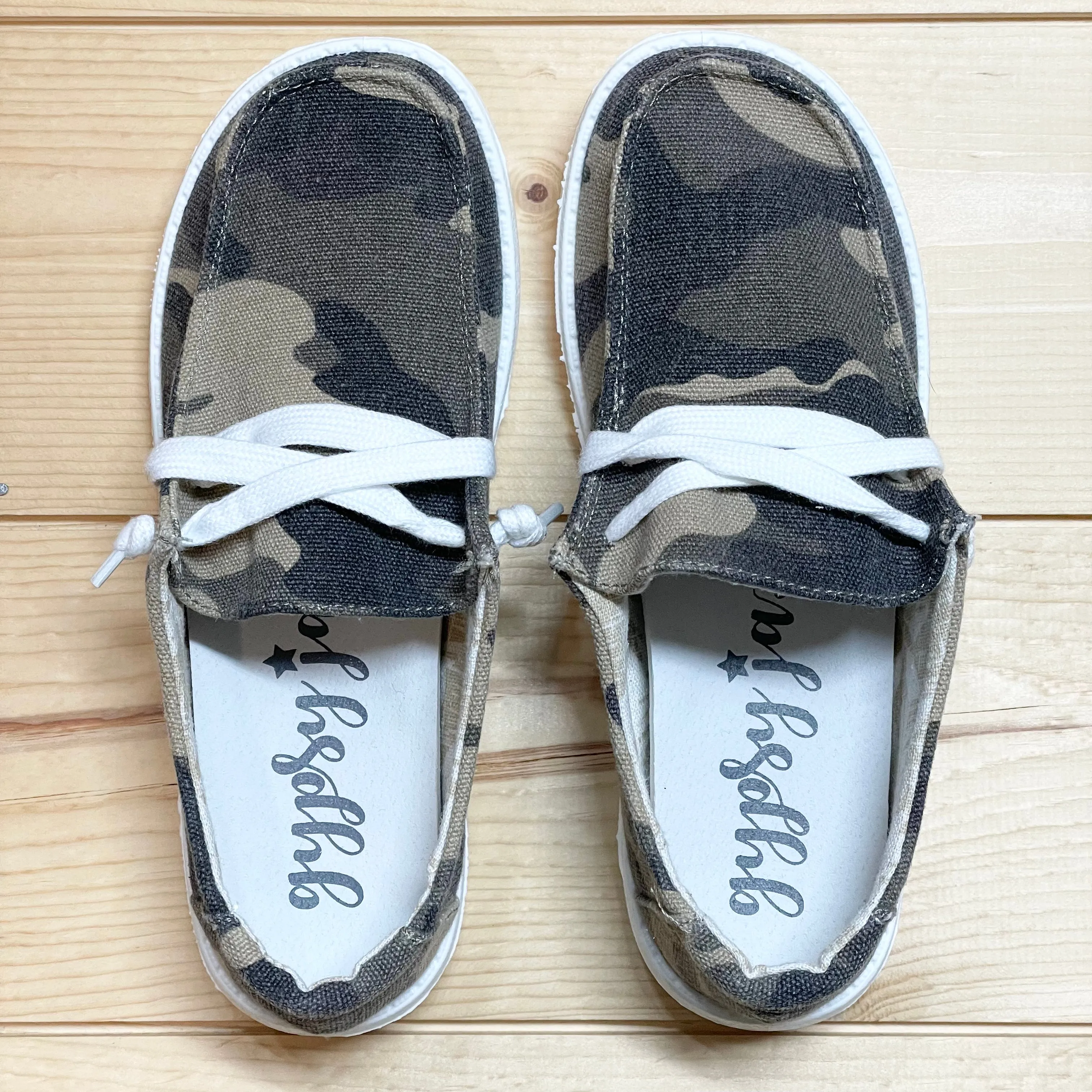 Gypsy Jazz Kid's "Kitty Kat" Camo Slip-on Shoes