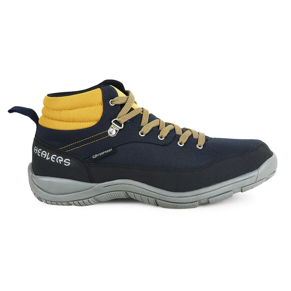 Healers Sports Navy Blue Trekking Lacing Shoes For Men RACE-2 By Liberty