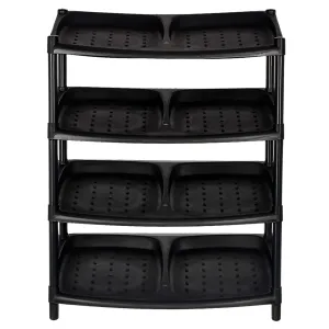 Heart Home 4-Tier Plastic Shoe Rack/Shelf/Organizer (Black)-46HH0517