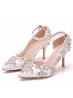 Heel Pointed Rhinestone Sandals Wedding Shoes