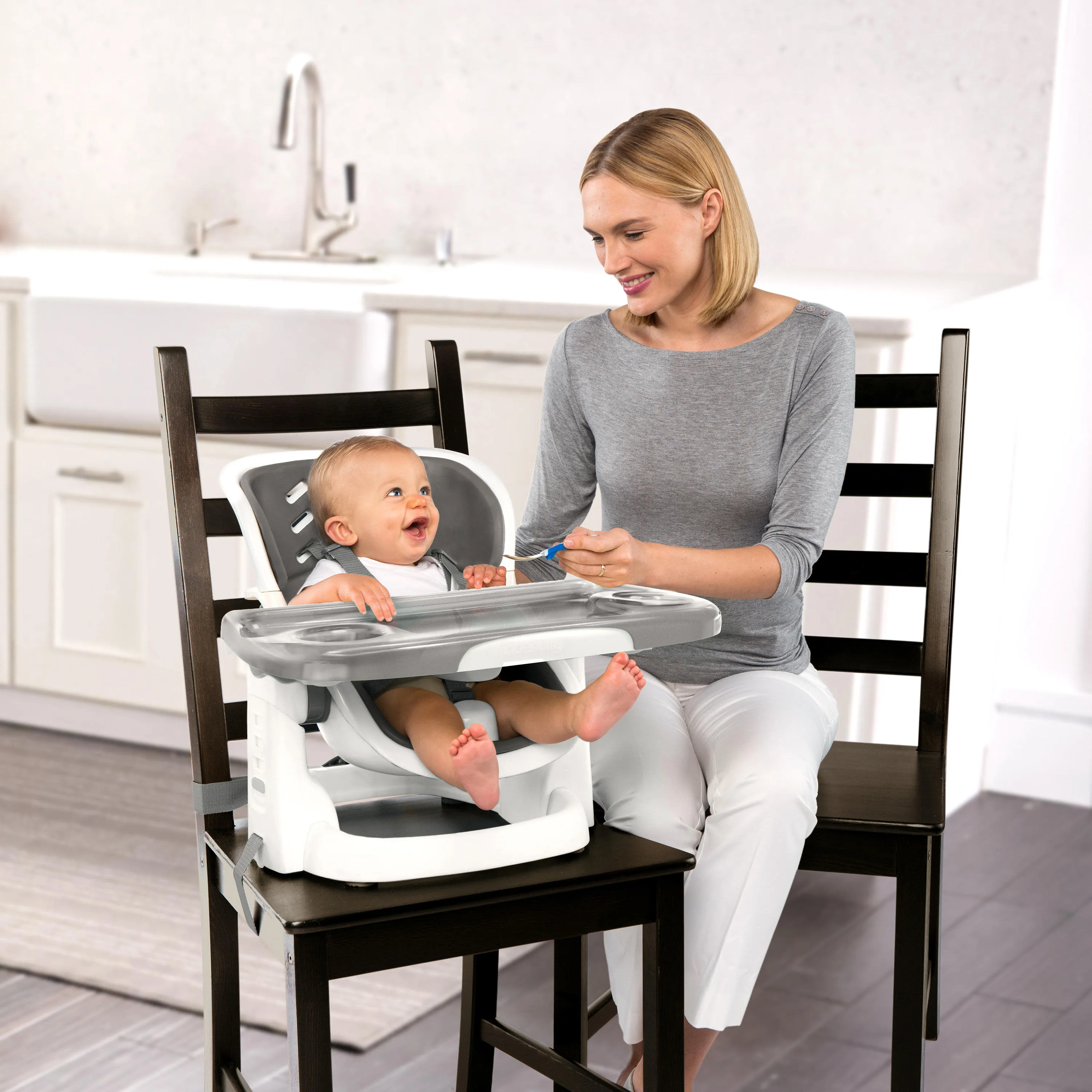 Ingenuity SmartClean ChairMate High Chair & Toddler Booster Seat, Slate