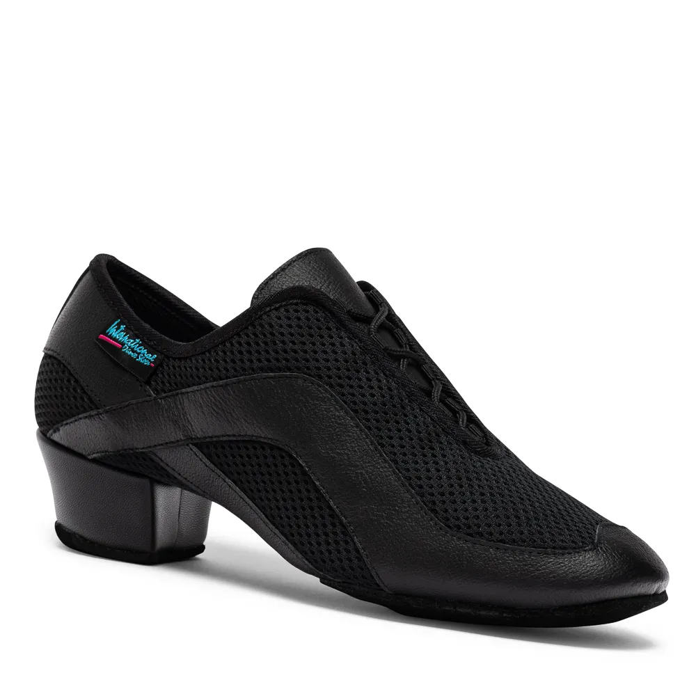 International Dance Shoes Fusion SS Black Leather and AirMesh Practice or Teaching Shoe in Stock