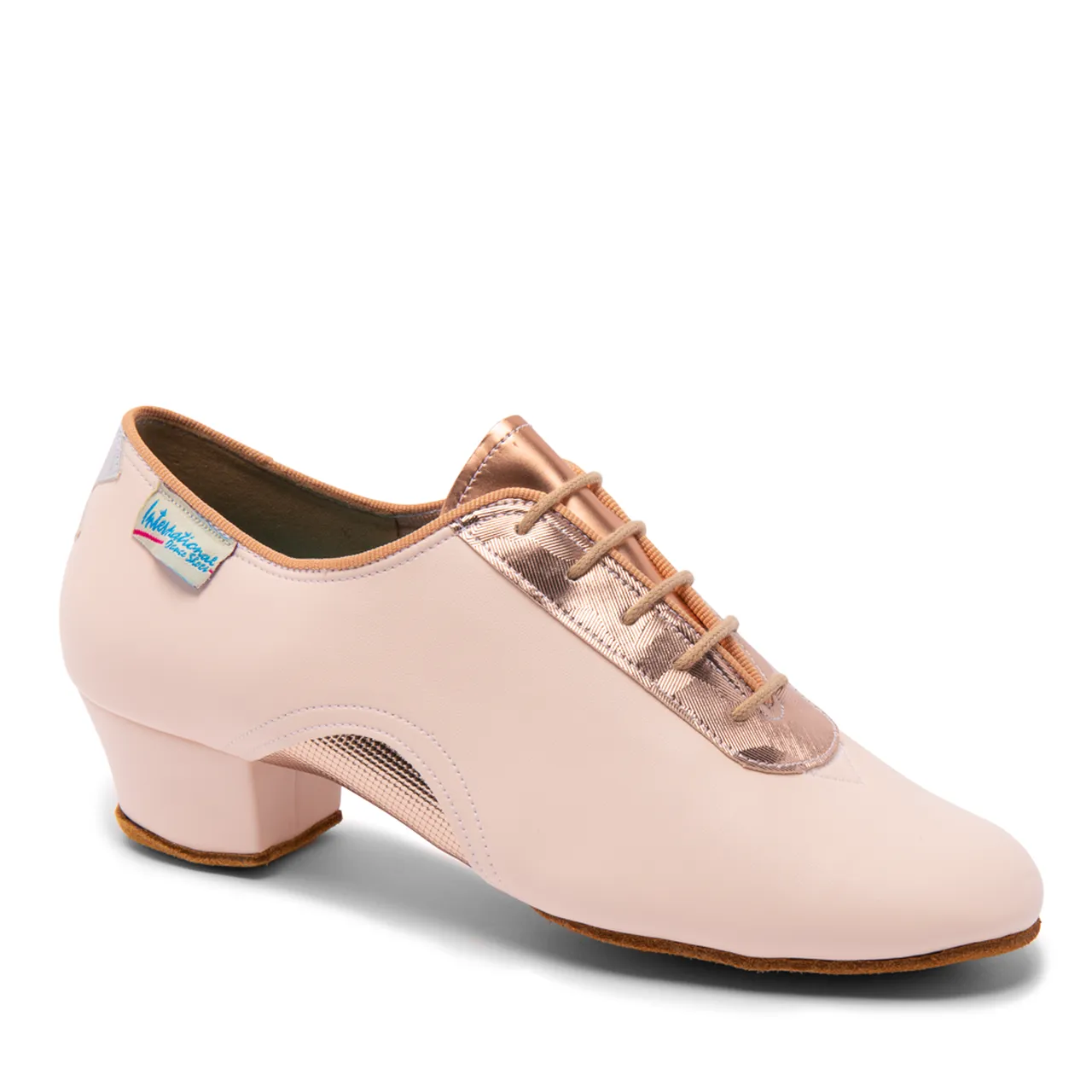 International Dance Shoes IDS Artiste SS Himalayan Rose Teaching/Practice Shoe with Metallic Rose Gold Accents