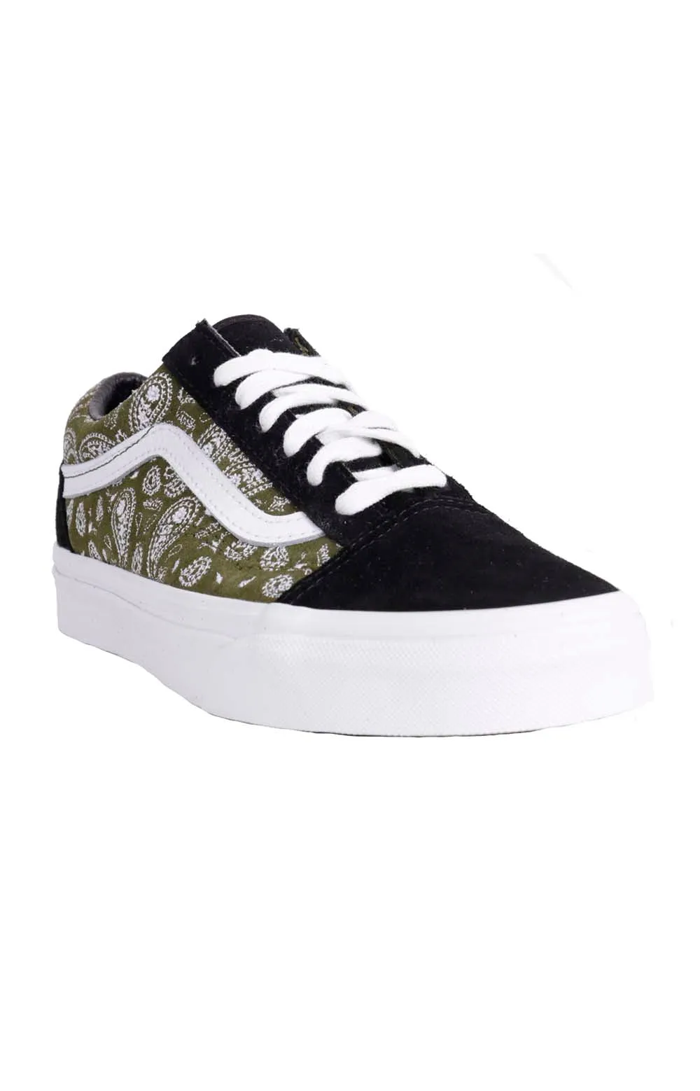 (JMIBKO) Paisley Suede Old Skool Shoes - Black/Olive