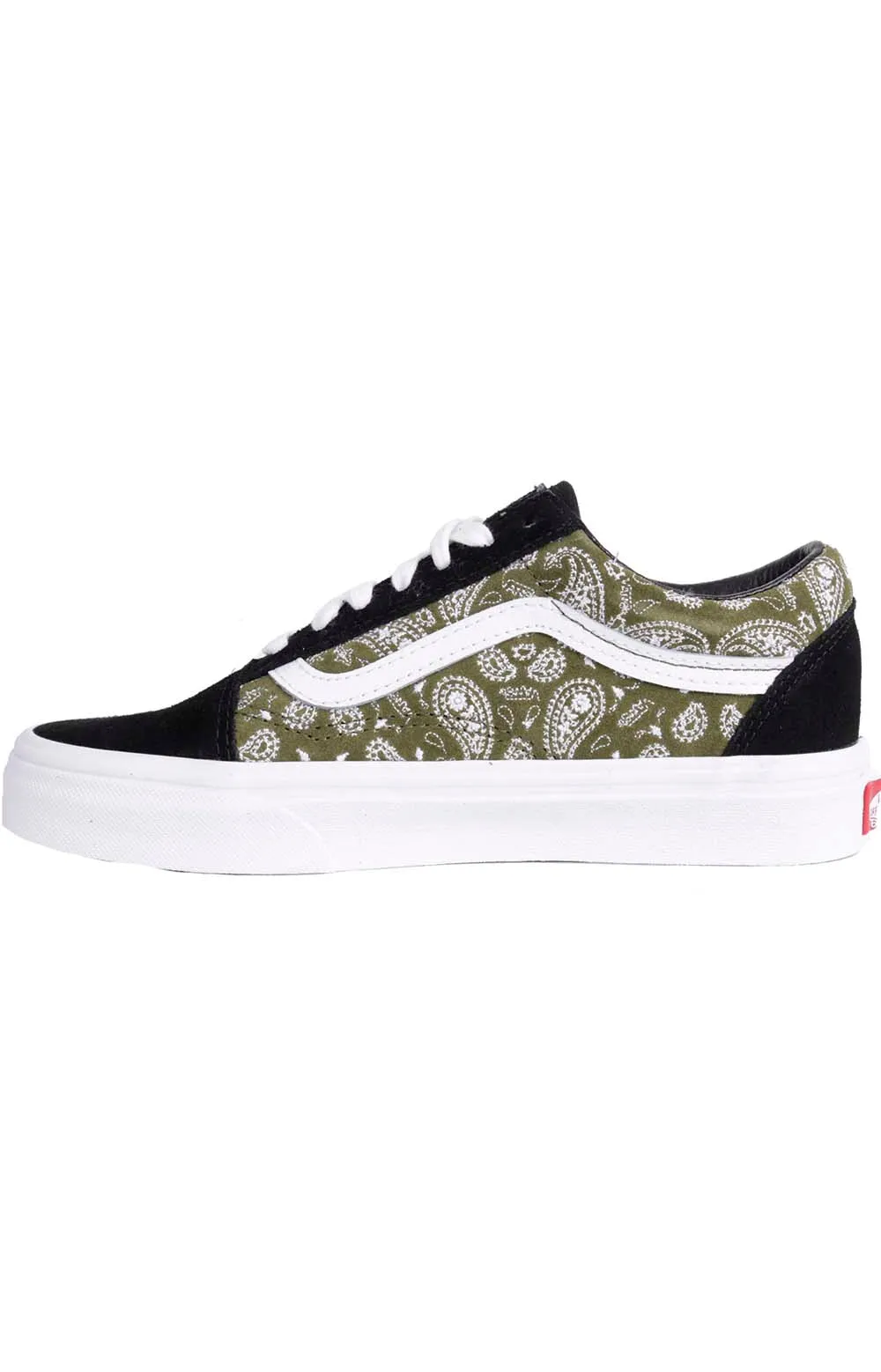 (JMIBKO) Paisley Suede Old Skool Shoes - Black/Olive