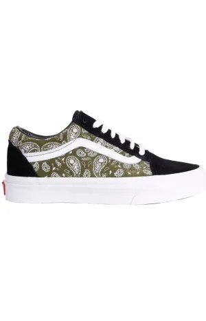 (JMIBKO) Paisley Suede Old Skool Shoes - Black/Olive