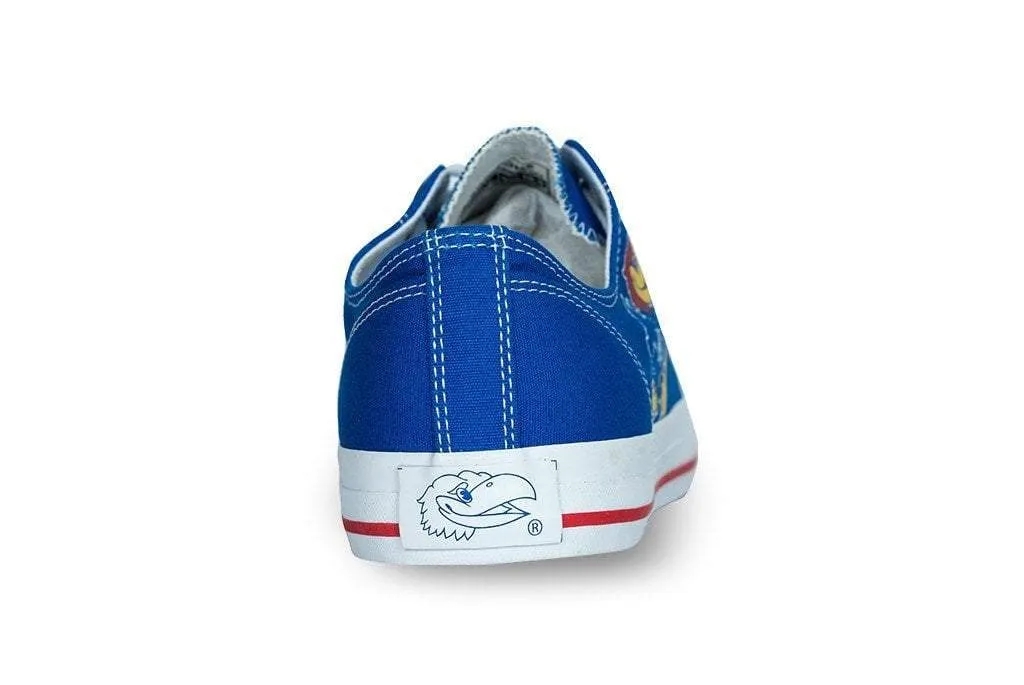 Kansas Jayhawks Row One Blue Unisex Canvas Single Logo Lace Up Shoes