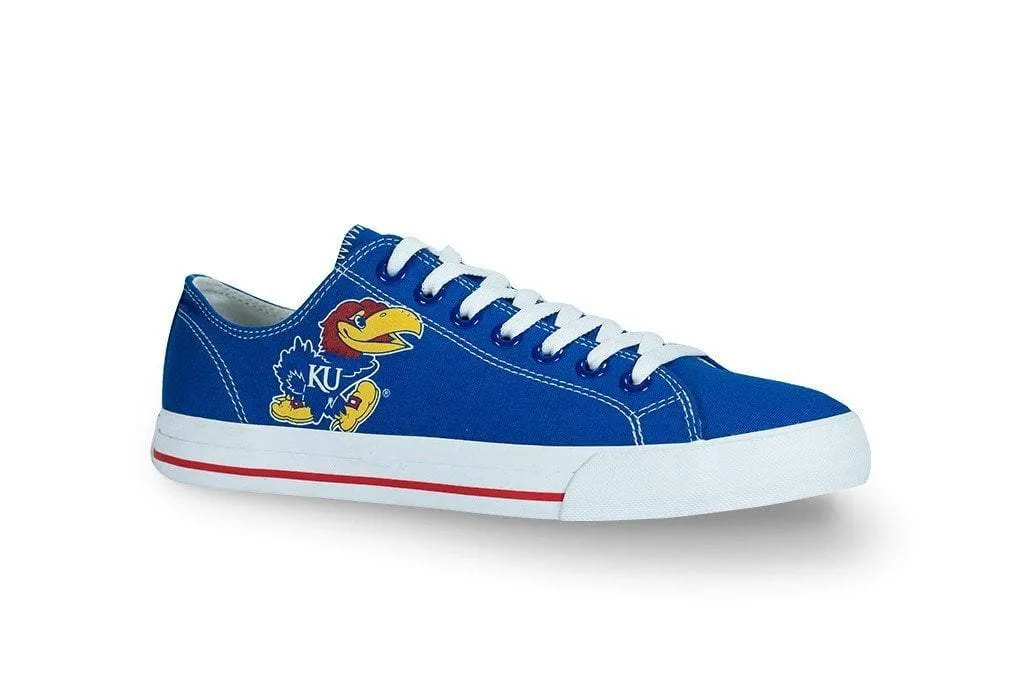 Kansas Jayhawks Row One Blue Unisex Canvas Single Logo Lace Up Shoes