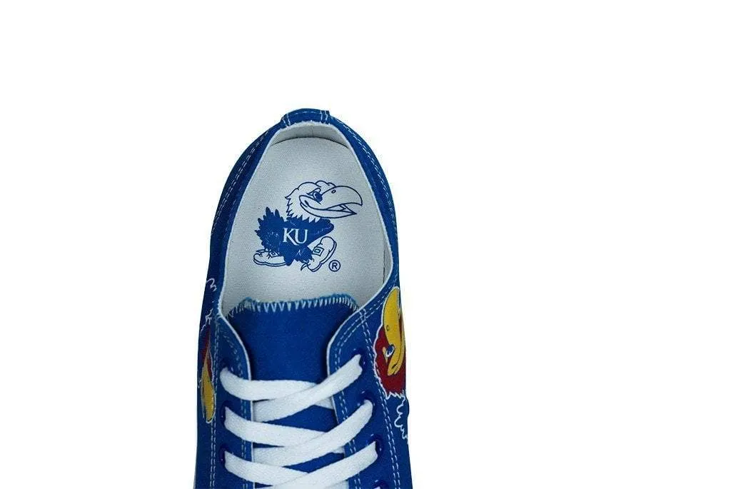 Kansas Jayhawks Row One Blue Unisex Canvas Single Logo Lace Up Shoes