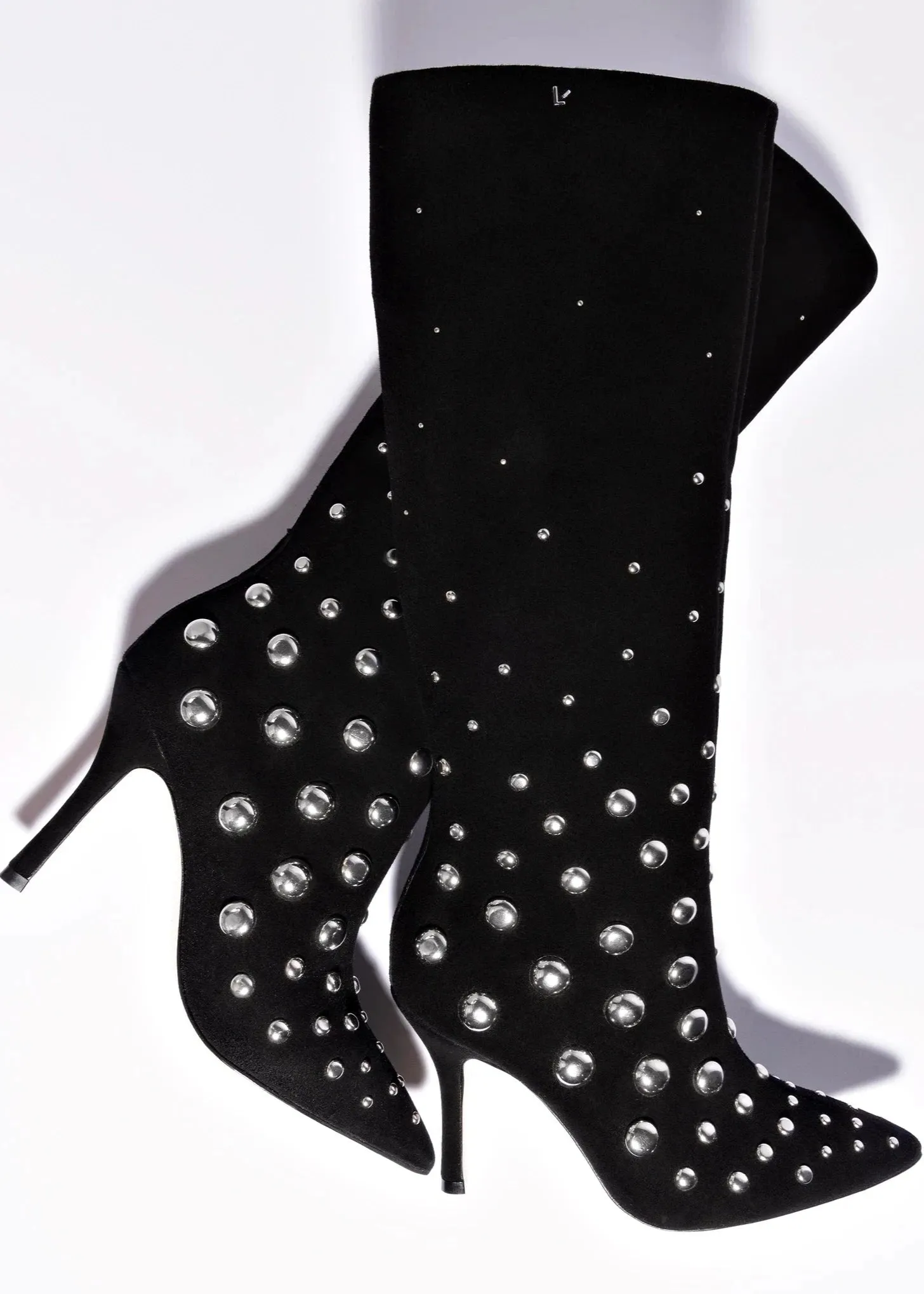 Larroude Kate Studs Boot In Black Suede