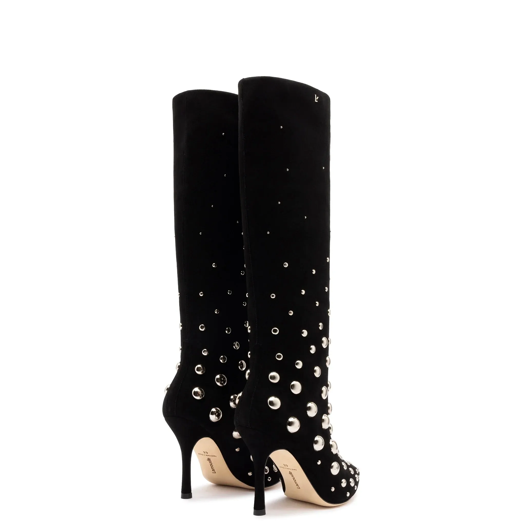 Larroude Kate Studs Boot In Black Suede