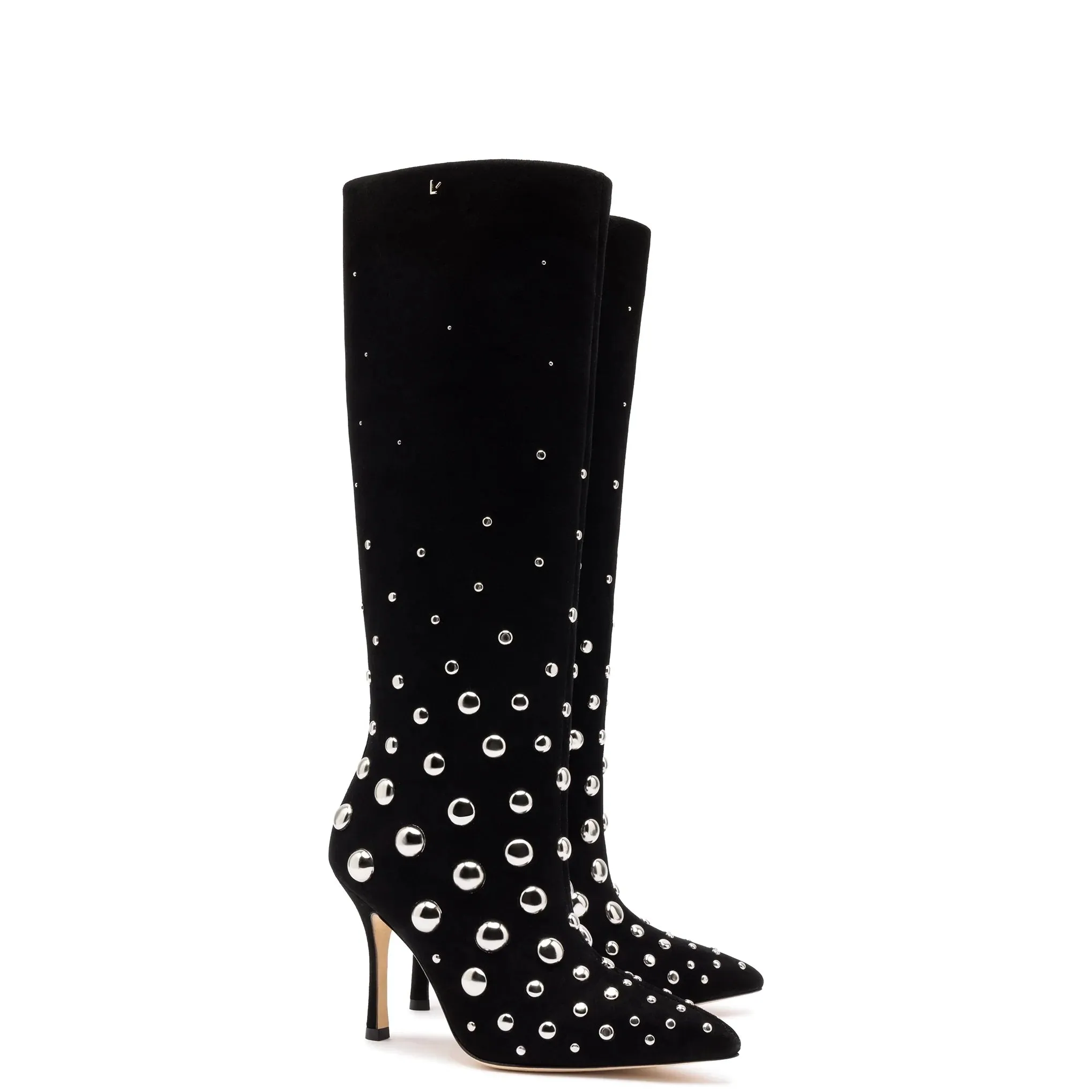 Larroude Kate Studs Boot In Black Suede