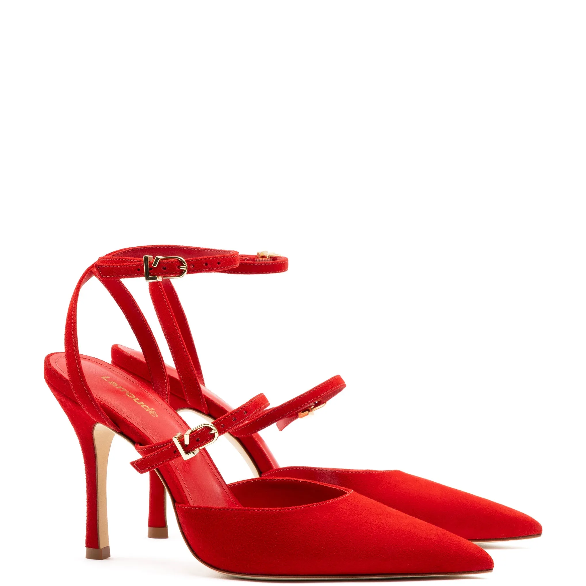 Larroude Kris Pump In Scarlet Suede