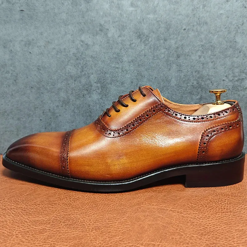 LeatherLux Round-Toe Genuine Elegance Dress Shoes