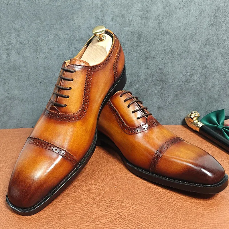 LeatherLux Round-Toe Genuine Elegance Dress Shoes