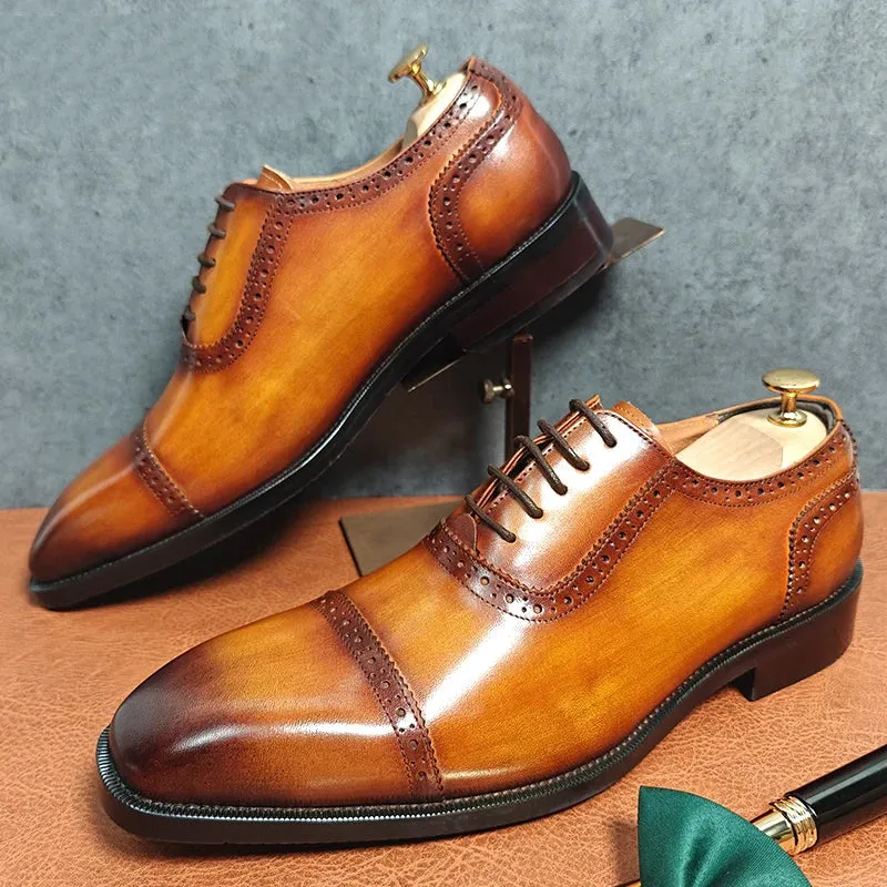 LeatherLux Round-Toe Genuine Elegance Dress Shoes