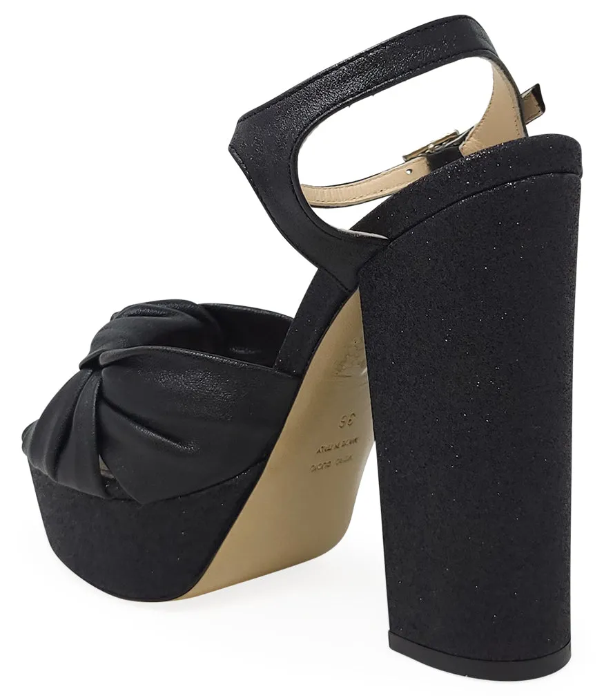 Marilu Black Glitter Platform Heel