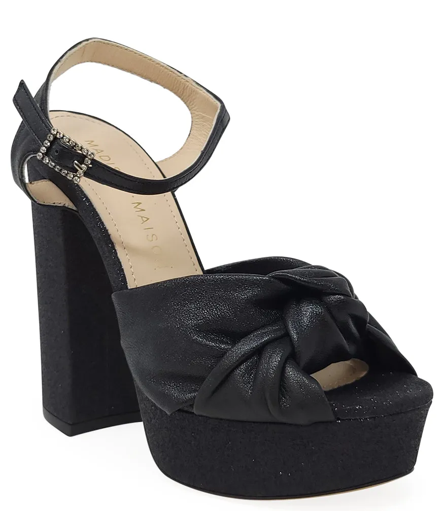 Marilu Black Glitter Platform Heel