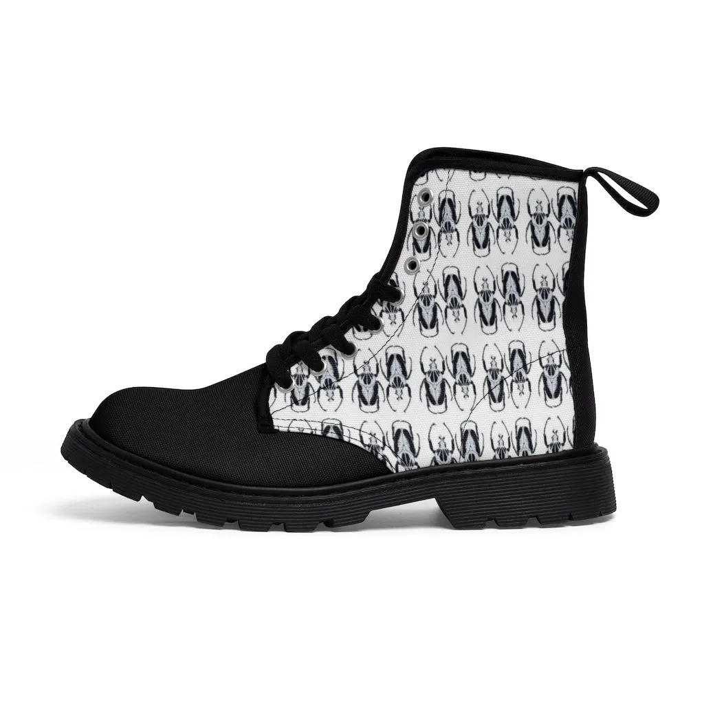 Men's Black & White Bugs Canvas Boots