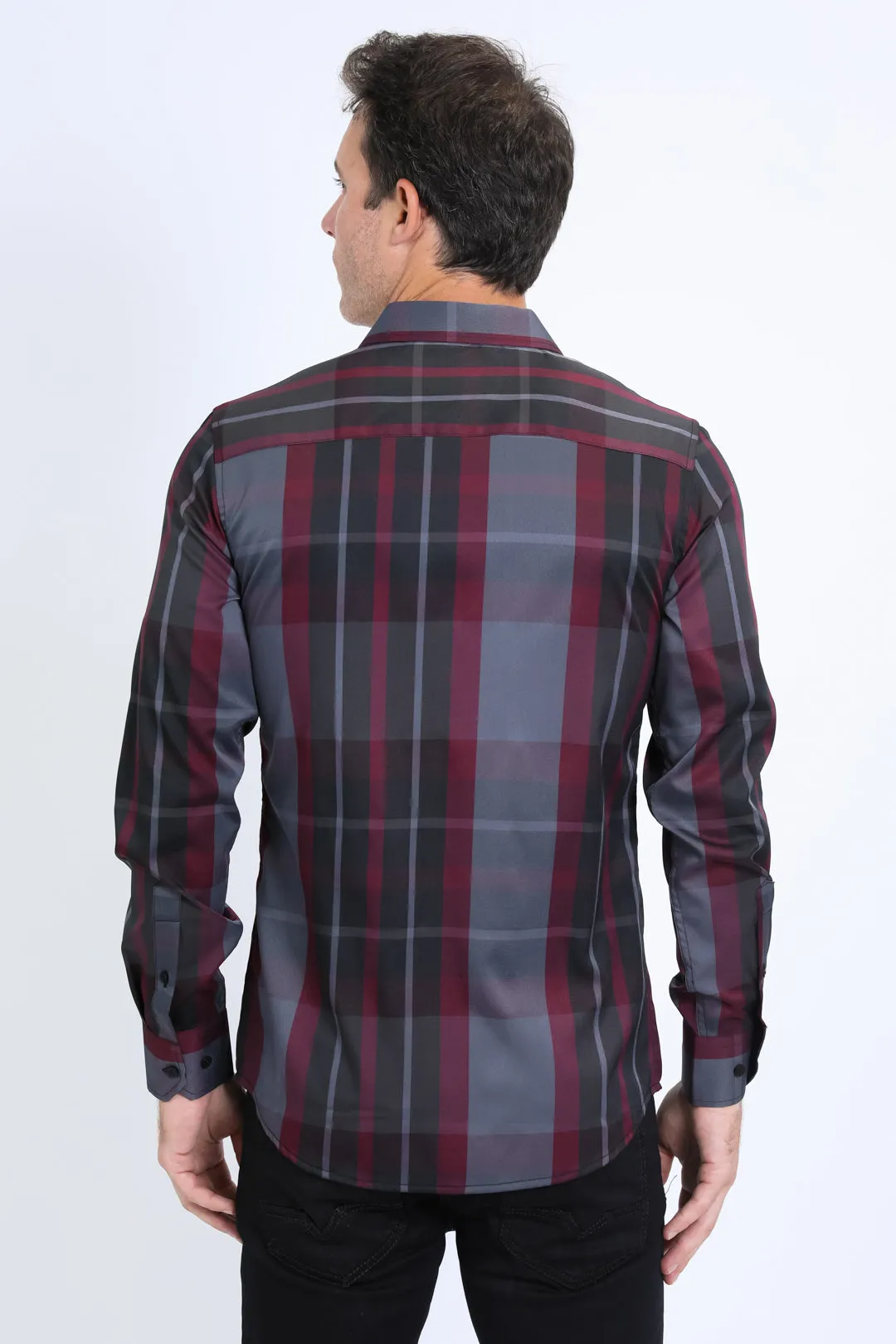 Mens Checkered Long Sleeve Black/Grey Shirt