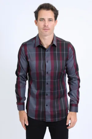 Mens Checkered Long Sleeve Black/Grey Shirt