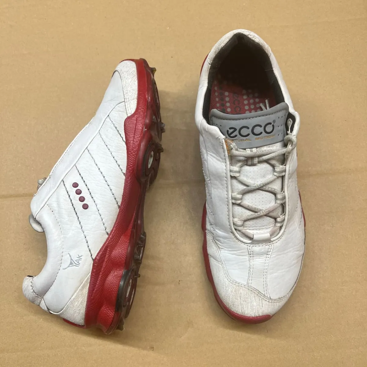 Men's Ecco Biom Golf Shoe •White/red  Gortex Yak Leather • Size 40