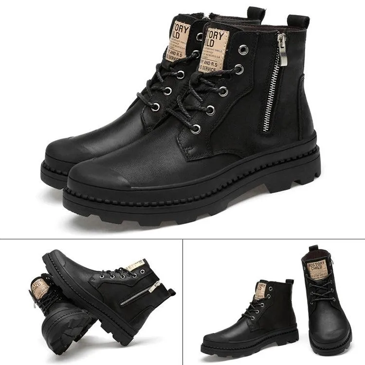 Men's High-Top Leather Martin Boots for Casual Style