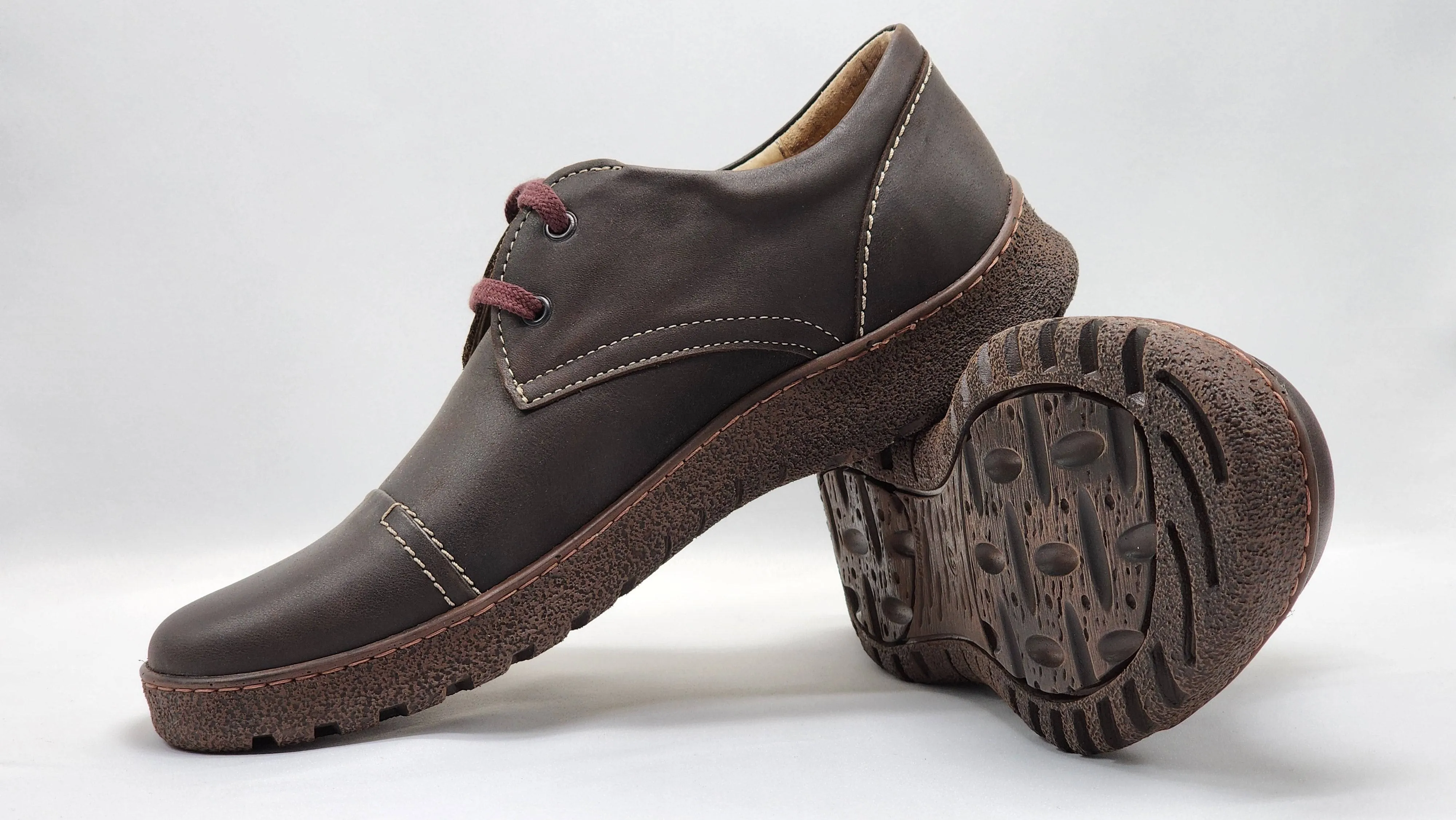 Men's Rugged Dark Brown Leather Shoes