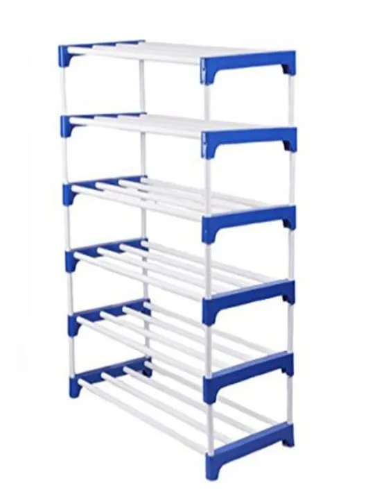 Metal & plastic Extra Strong shoe rack Multi-purpose Shelves Shoes,Clothes Books & Utility Rack Plastic MILD Steel Shelf heavy duty blue 6 SHELF