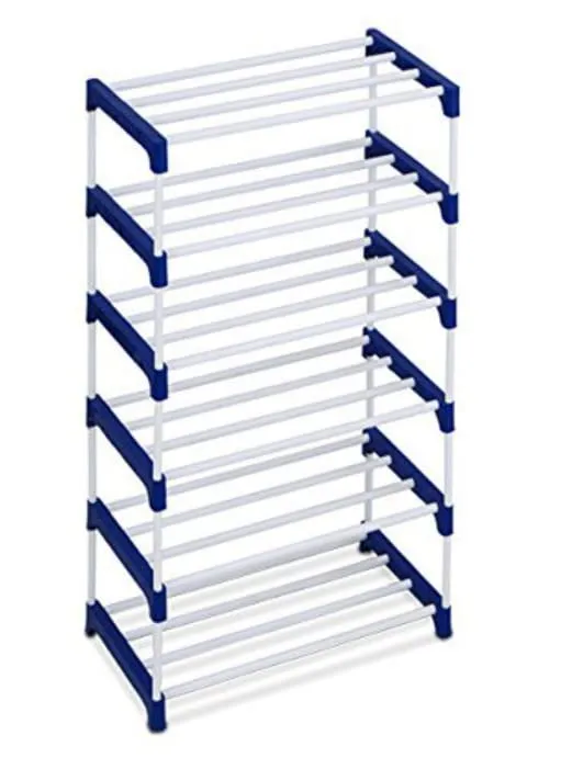 Metal & plastic Extra Strong shoe rack Multi-purpose Shelves Shoes,Clothes Books & Utility Rack Plastic MILD Steel Shelf heavy duty blue 6 SHELF