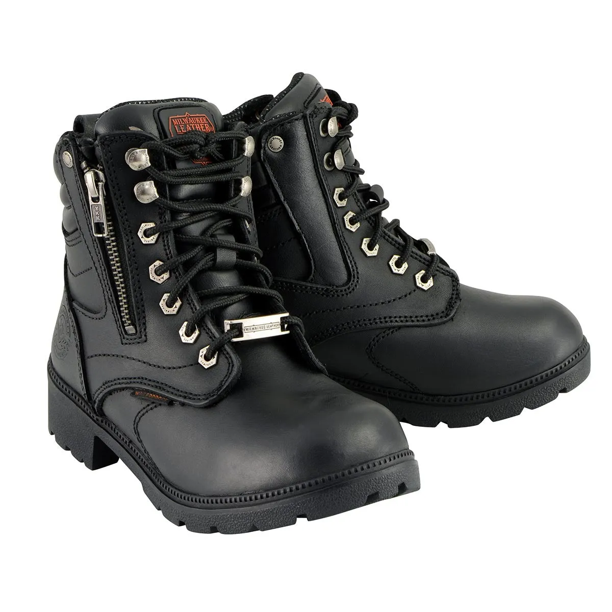 Milwaukee Leather MBL9321WP Women's Black Waterproof Lace-Up